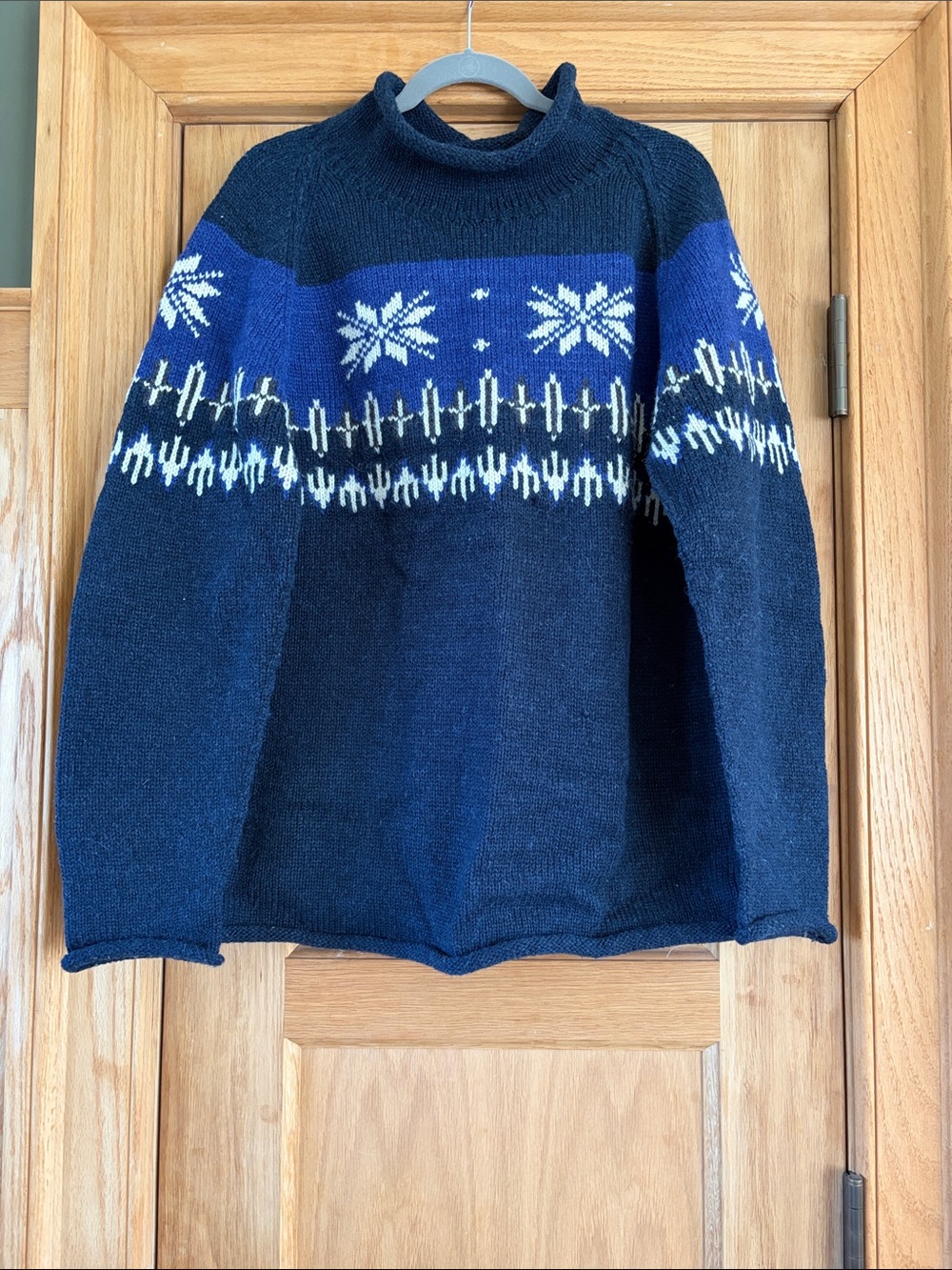 Sundance Navy and Royal Blue Fair Isle Turtleneck Sweater